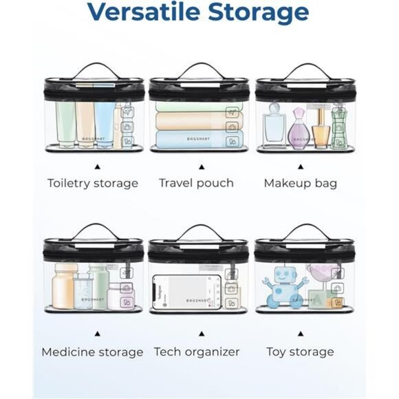 TSA approved clear toiletry bag waterproof travel makeup cosmetic organizer set - Picture 5 of 7